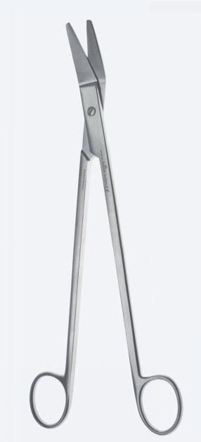 Ножиці хірургічні, Resano, для хрящів, дисекційні, вигнуті, під кутом, тупокінцеві, загальна довжина 250 мм. Бренд - Asanus Medizintechnik Gmb, Німеччина